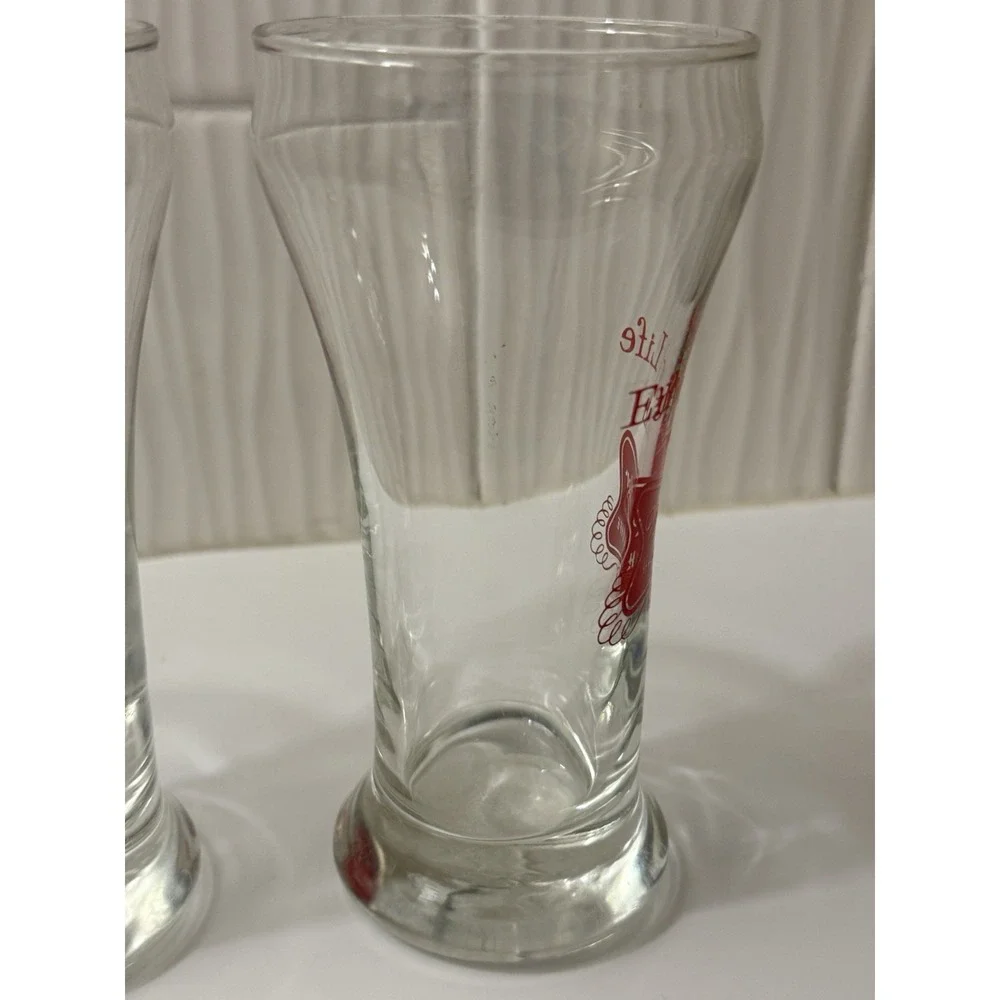 VTG Miller High Life Collectible Beer Glass Set 4 Logo Breweriana Barware MCM